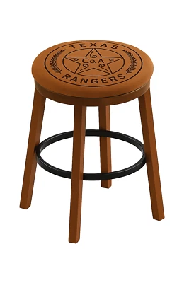 Taburete de bar de madera espresso Texas Rangers - cuero occidental - decoración policial Foto 1 de 4