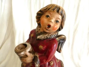 Vintage Ceramic ANGEL 6 in. Singing Red Candle Holder Christmas EXC COND - Picture 1 of 10