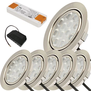 LED Möbel Einbauspot 12V 2,4W ultraflach Ø65 mm warmweiß 3000K inkl. Trafo & AMP - Bild 1 von 12