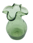 Clover Top Art Glass 5.5" Vase Light Green Hand Blown Pitcher Bubble St Patricks