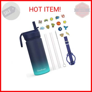 Kids Water Bottle, 16oz Water Bottles Kids with Straw and Stickers, Stainless St - Picture 1 of 2