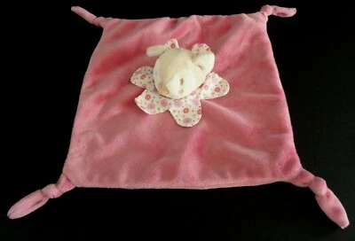 *. DOUDOU PLAT KIMBALOO la halle FAON BICHE OURS ROSE COL BLANC FLEUR ETAT NEUF* - Photo 1/4