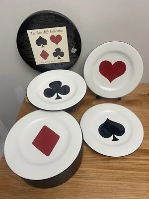 NEW The Ace High Collection Dessert Plates Card Suits Heart Space Club Diamond - Image 1 of 4