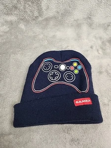 Gamer Printed Xbox Controller Winter Beanie Hat Outdoor One Size Youth Blue - Picture 1 of 3