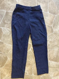 J. Crew Womens Navy/White Tapered Stretch Back Waist Zip Front Pants SZ 4T - Picture 1 of 10