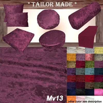 Mv13 Red-purple Crush Velvet Sofa Seat Patio Bench Cushion Bolster Cover/Runner - Image 1 of 4
