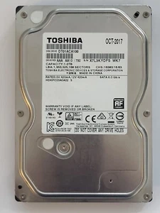 DT01ACA100, HDKPC03A0A02 S, FW: AA10/750, OCT 2017, Toshiba 1Tb 3.5" SATA HDD - Picture 1 of 2