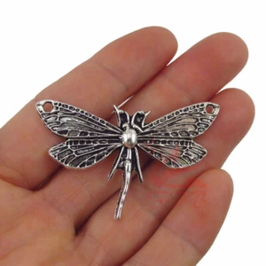 Dragonfly Connector Charms - 2/5/10 Silver Plated 49mm Pendants SC0013103 - Picture 1 of 2