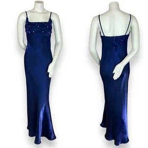 Vintage 90s Zum Zum Prom Dress Formal Gown Empire Waist Lattice Rhinestone Y2K - Bild 1 von 10