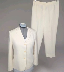 Ralph Lauren Women Pant Suit Blazer Jacket Pants Set Off White Cream Medium 8 10 - Picture 1 of 11