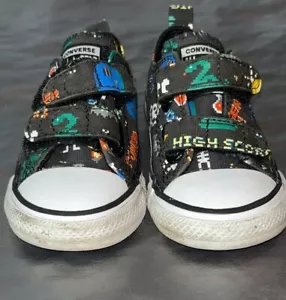 Zapatos Converse Niño Pequeño Talla 5 Negro Chuck Taylor All Star 2V Gamer Pac Man Bajo - Imagen 1 de 5