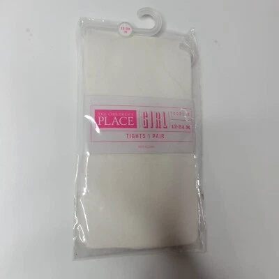 The Childrens Place Girl Toddler 12-24 Months Tights 1 Pair White New - Image 1 of 4