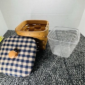 Vtg Longaberger Square Basket 4.25” High X 5” W/ Lid Protector 2004 Home Decor - Picture 1 of 11