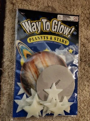Raro Vintage 1996 Way to Glow! Adhesivo extraíble cerrado Planetas y estrellas  Foto 1 de 2