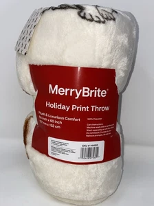 MerryBrite Plush Throw Christmas Blanket Santa Hat Puppies 50in X 60in New! - Picture 1 of 6