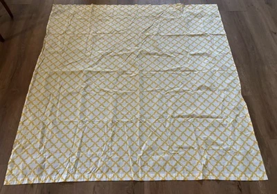 Pottery Barn Marlo Trellis Organic Shower Curtain 72” Yellow White Marigold - Image 1 of 4