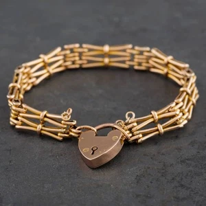 Pulsera puerta cuatro barras oro rosa vintage segunda mano 4153079 - Imagen 1 de 1