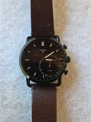 Reloj inteligente híbrido Fossil Q para hombre correa de cuero marrón NDW2A1 MUÑECA 8"  Foto 1 de 4