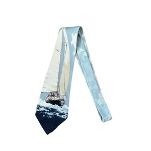 Corbata de cuello vintage años 90 Nautica Sailing hecha a mano de seda de colección - Imagen 1 de 6