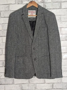 Harris Tweed X Primark Mens Grey Herringbone Slim Fit 100% Pure New Wool Medium - Picture 1 of 16