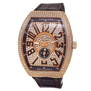 Franck Muller Vanguard 18k Rose Gold Diamonds Pave Men's Watch V 41 S S6 D CD - Picture 1 of 5