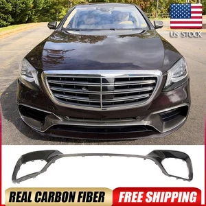 For Benz W222 S63 S65 2018UP REAL CARBON Front Bumper Lip Air Vent Cover Trim - Picture 1 of 15