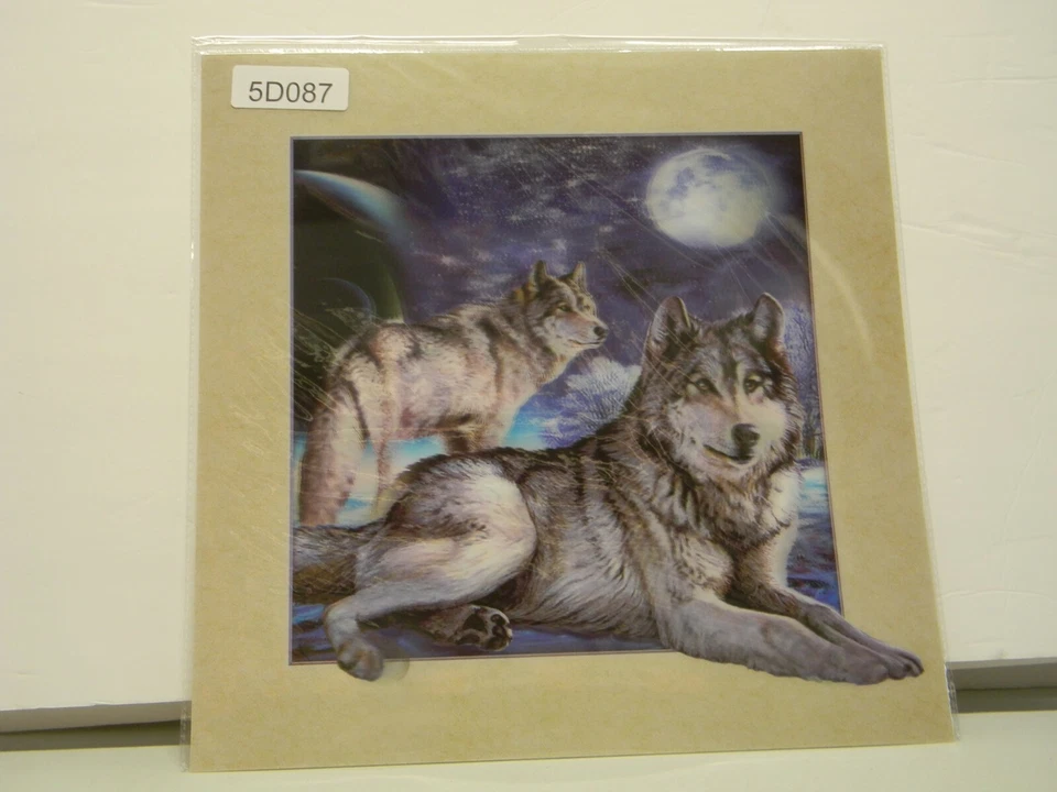 Imagen holográfica lenticular 3D Wolf Wolves #5D087 15 1/2" x 15 1/2" Foto 1 de 1
