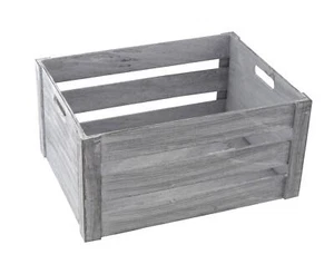 Holz Kiste grau weiß mit Griffen Aufbewahrungsbox Obstkiste Weinkiste Holzkisten - Bild 1 von 15
