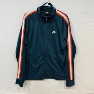 Nike Track Jacket Mens Large Navy Blue Full Zip Logo Striped Sleeves - Picture 1 of 5
