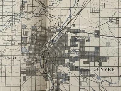 Original 1906 USGS map of Denver, CO & Golden, Morrison ~31.75" x 21"~XL size - Image 1 of 4