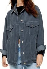 Topshop Corduroy Blue Button Ladies Oversized Dad Jacket *Choose SIZE* 