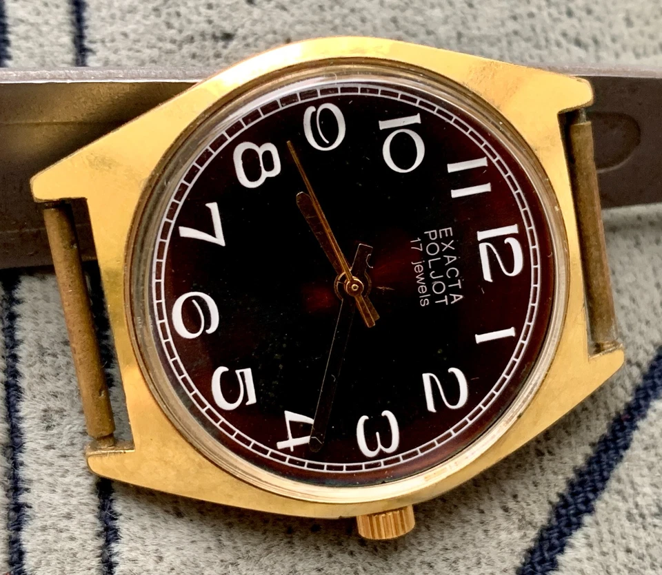 Reloj Coleccionable POLJOT Exacta 17 Borgoña/Amarrón 1 MChZ llamado Kirova/POLET Foto 1 de 4