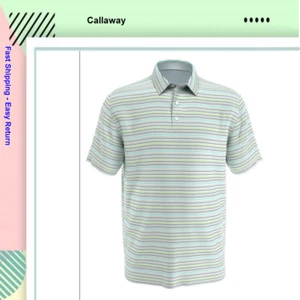 Callaway Men's Opti Dri Stretch White Striped Golf Polo Shirt, L - Picture 1 of 6