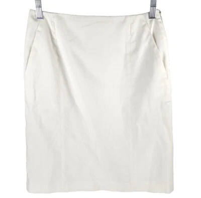 Falda MaxMara Talla 6 PORTUGAL🇵🇹MADE 11010492 Forrada Blanca Bolsillos Abertura Trasera Foto 1 de 4