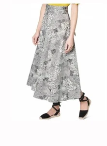 LK Bennett  Aurell Pleated Midi Skirt Navy Cream Belted Designer UK 16 Flawless - Picture 1 of 4