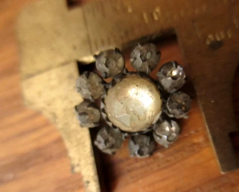 Antique Vtg 12mm  Rhinestone Metal Dress Jacket Shirt button Shank Cover