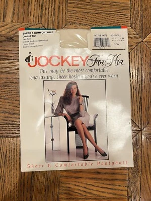 Pantimedias de colección Jockey For Her Control Top antiguas blancas medianas altas EE. UU. Foto 1 de 4