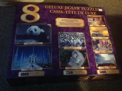 Sure-Lox 8 Deluxe Jigsaw Puzzles NIB Open Box Eight Bags in Original Condition - Image 1 of 4