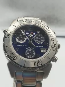 Reloj Sector 450 Cronógrafo Sec Alarma Esfera Azul Cristal Zafiro 100mts WR - Imagen 1 de 10