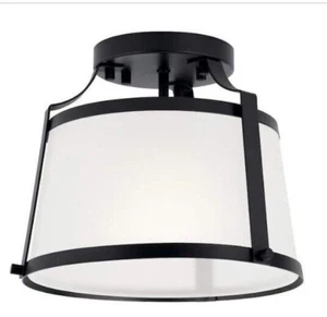 Kichler Florent 10 in. 1-Light Black Semi-Flush Mount 1007 155 719 - Picture 1 of 3