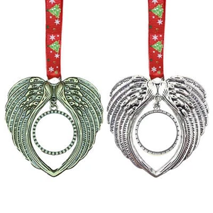 Christmas Ornaments Angel Wings A Piece of My Heart is in Heaven Pendant - Picture 1 of 14