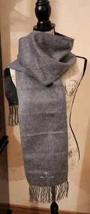Alpaca Camargo Gray Scarf with Fringe Trim Unisex - Picture 1 of 11