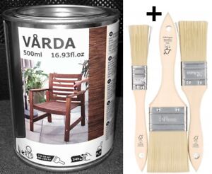 ✅ IKEA VARDA Holzfleck Applarö Värda Garten Beize 500ml braun +Pinselset 3Stk. ✅