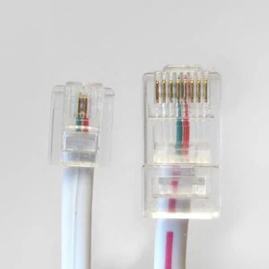 1,8m Telefonmodularkabel RJ11 (6P2C) / RJ45 (8P2C), Flachband grau - Zdjęcie 1 z 2