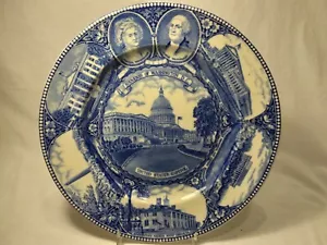PLATE Capitol Hill Washington DC Blue & White Old English Staffordshire England - Picture 1 of 10