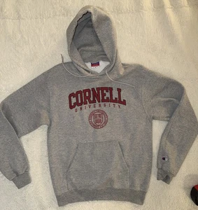Champion CORNELL University GRAY Hoodie Sweatshirt Sport Stretch MEDIUM - Picture 1 of 7