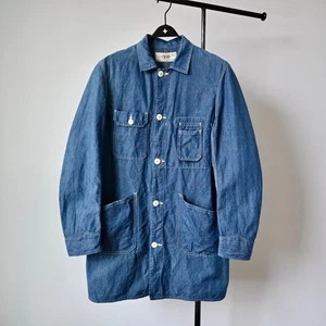 Vintage BEAMS Plus cotton linen chambray engineer coat made in Japan, size 38 - Picture 1 of 24