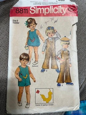 Vintage Simplicity pattern 8811 toddlers jumpsuit & bubblesuit - size3 - uncut - Image 1 of 2