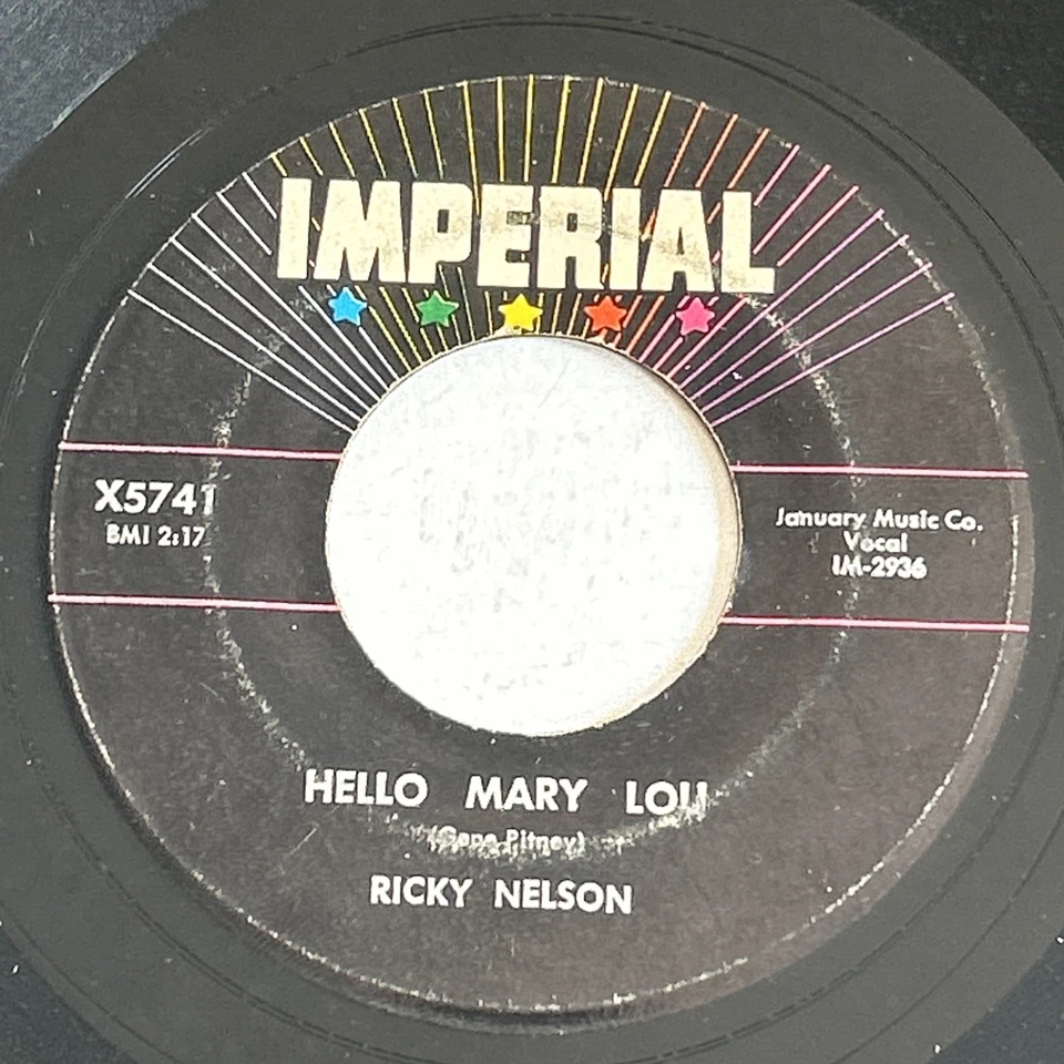 1961 RICKY NELSON Hello Mary Lou / Travelin Man 45 RPM IMPERIAL X5741 Foto 1 de 3
