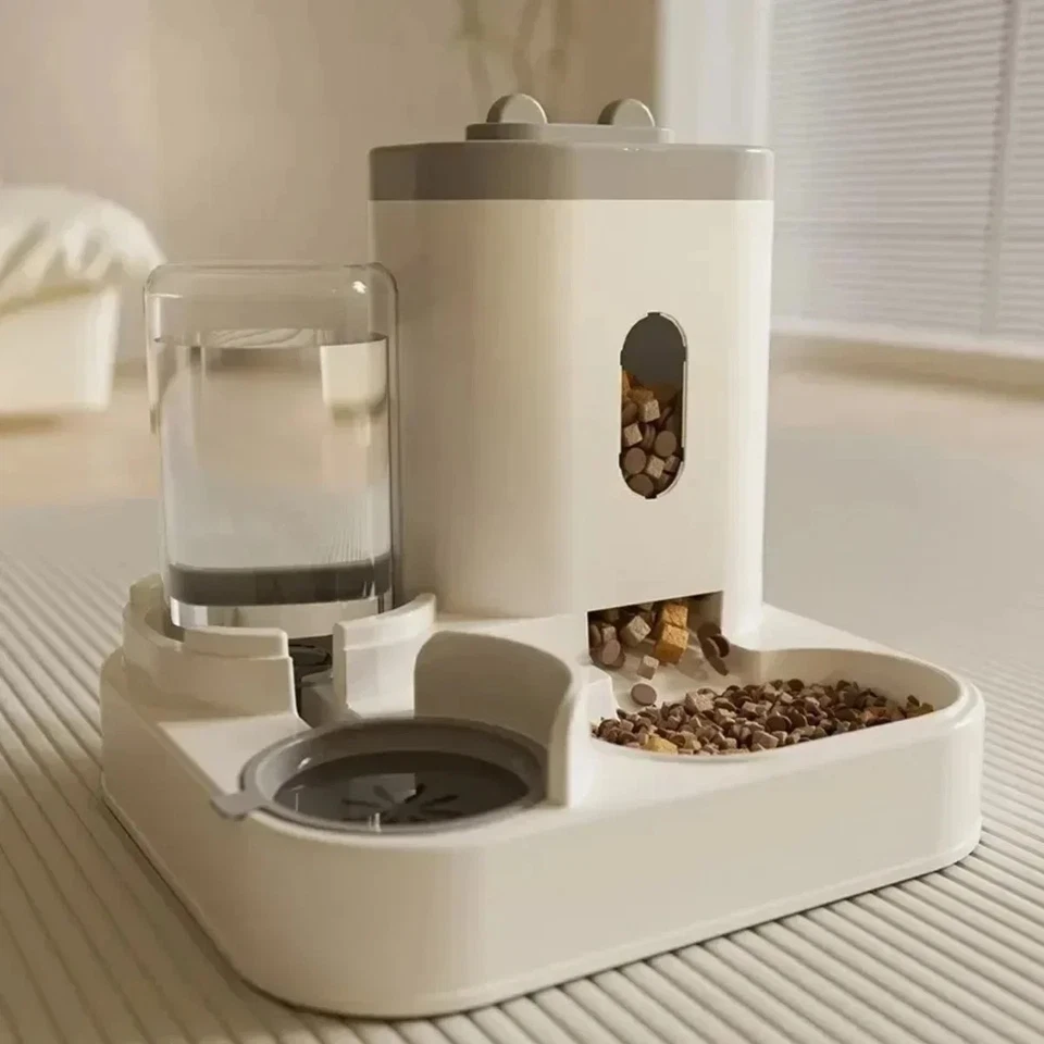 Alimentador automático para mascotas perro gato tazón de comida con dispensador de agua Foto 1 de 4